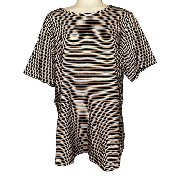 Talbots Tops - Talbots Women’s Size 1X Shirt Black Brown Striped Textured Plus Size Zip Back